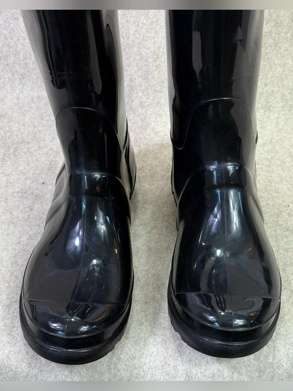 Seven Black Women's  Slip On Waterproof Glossy Rain Boots Womens Sz 9